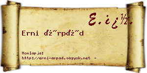 Erni Árpád névjegykártya